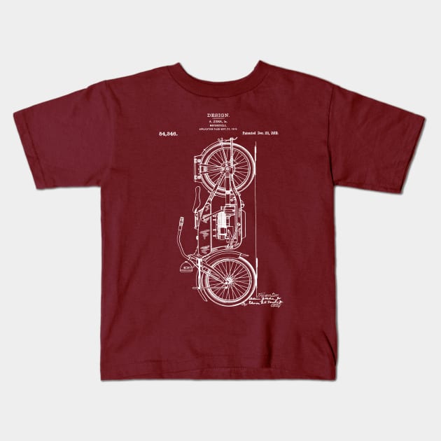 Motorcycle Patent Drawing 1919 Kids T-Shirt by Joodls